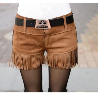 Fringed Faux Suede Shorts