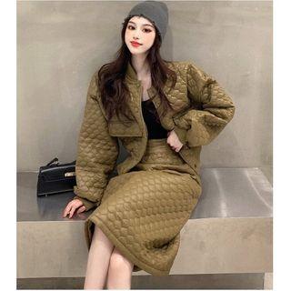 Set: Quilted Jacket + Midi Pencil Skirt