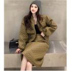 Set: Quilted Jacket + Midi Pencil Skirt
