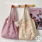 Pom Pom Accent Tote Bag / Bag Charm / Set