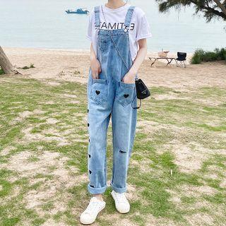 Heart Embroidered Straight-leg Jumper Jeans