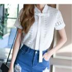 Bow Short-sleeve Lace Top
