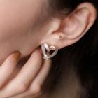 Alloy Heart Earring 1 Pair - 925 Silver Needle - Earring - Silver - One Size