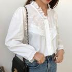Frill-trim Embroidered Shirt White - One Size