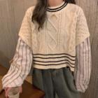 Mock Two-piece Striped Sweater Off-white - One Size