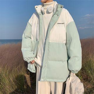 Two Tone Lettering Padded Jacket
