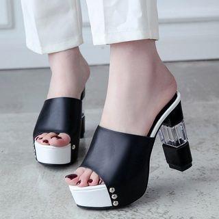 Open Toe Studded High Heel Sandals