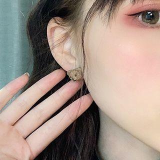 Acrylic Bear Earring Be1942 - 1 Pair - Brown Bear Head - One Size