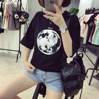 3/4-sleeve Letter T-shirt