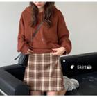 Hoodie / Plaid Mini Skirt