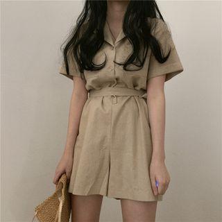 Short-sleeev Collared Romper
