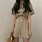 Short-sleeev Collared Romper