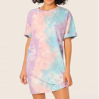 Short-sleeve Tie Dye Mini T-shirt Dress