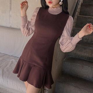 Sleeveless Ruffle-hem A-line Mini Dress