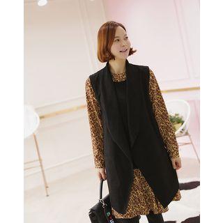 Shawl-collar Cable-knit Panel Vest