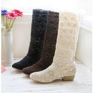 Crochet Lace Mid-calf Boots