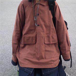 Long-sleeve Half-button Cargo Shirt