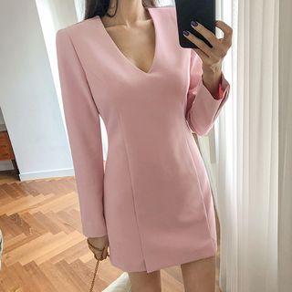 Plunge-neck Mini Sheath Dress