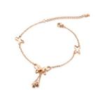 Elegant And Simple Plated Rose Gold Butterfly Tassel 316l Stainless Steel Anklet With Cubic Zirconia Rose Gold - One Size