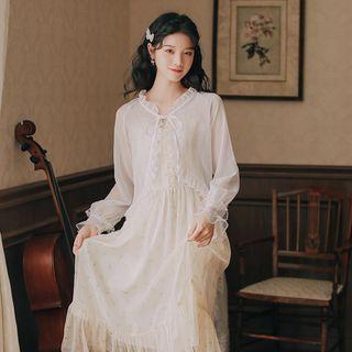 Ruffled Chiffon Jacket White - One Size
