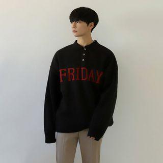 Friday Print Collared Loose-fit Sweater