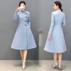 Embroidered Chinese Knot Button A-line Coat