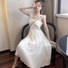 Faux Pearl Sleeveless A-line Chiffon Dress