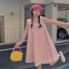 Long-sleeve Turtleneck Top / Fluffy Overall Dress