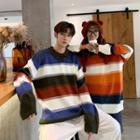 Couple-matching Color-block Polo Sweater