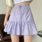 Drawstring-waist Mini A-line Skirt