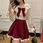 Ribbon Blouse / A-line Skirt / Suspender Skirt