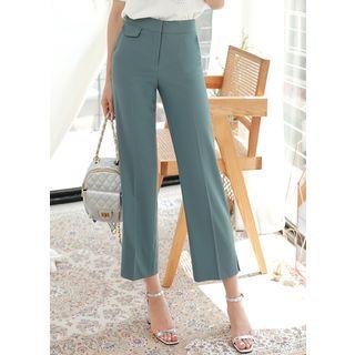 Flap Slit-side Straight-cut Pants