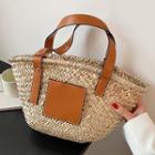 Straw Applique Tote Bag