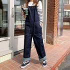 Wide-leg Overall Jeans Dark Blue - One Size