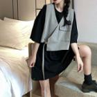 Set: Short-sleeve Top + Vest