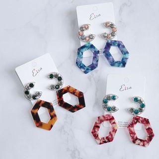 Rhinestone Acetate Geometric Dangle Earring
