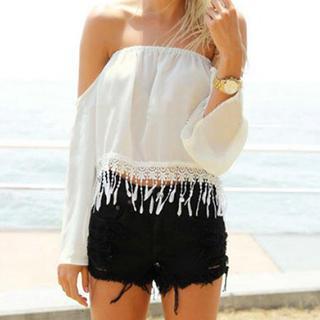 Lace Trim Off-shoulder Top