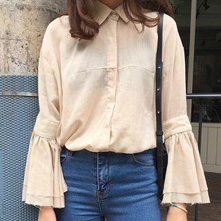 Plain Bell-sleeve Shirt