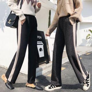 Contrast Trim Wide Leg Knit Pants