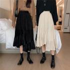 Asymmetrical High-waist Ruffle Medium Long Skirt