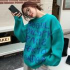 Loose-fit Lettering Sweater As Figure - One Size