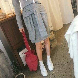 Tie-front Knit Pencil Skirt