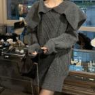 Wide Collar Cable Knit Chunky Sweater