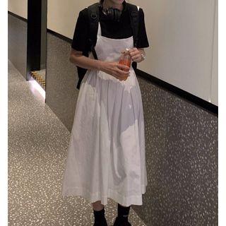 Short-sleeve Crewneck T-shirt / Plain Pinafore Dress