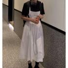 Short-sleeve Crewneck T-shirt / Plain Pinafore Dress