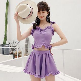 Set: Frilled Trim Swim Top + Swim Bottom + Swim Shorts