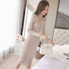 Lace-up Sheath Knit Dress
