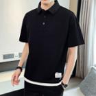 Short-sleeve Collar Applique T-shirt