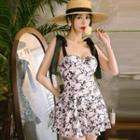 Sleeveless Floral A-line Swim Dress