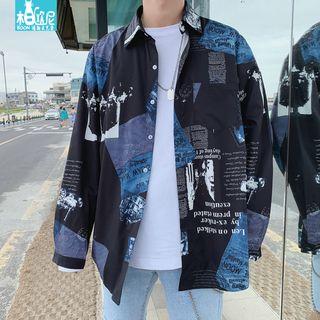 Long-sleeve Printed Button-down Shirt